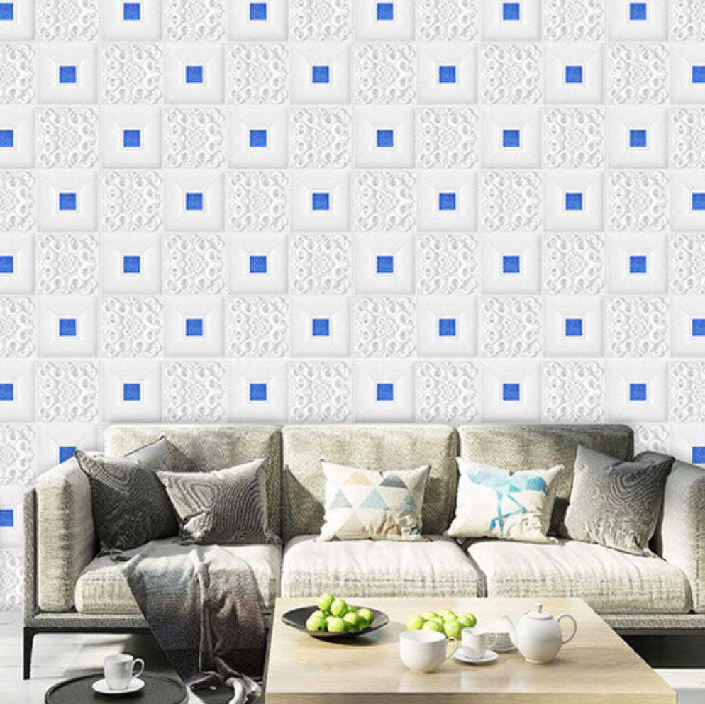 Modern Tin Backsplash Paneling Smooth Wall Ceiling XPE Cotton Set of 1 White-Blue 0.16" 10-Piece Set Clearhalo 'Flooring 'Home Improvement' 'home_improvement' 'home_improvement_wall_paneling' 'Wall Paneling' 'wall_paneling' 'Walls & Ceilings' Walls and Ceiling' 6842592