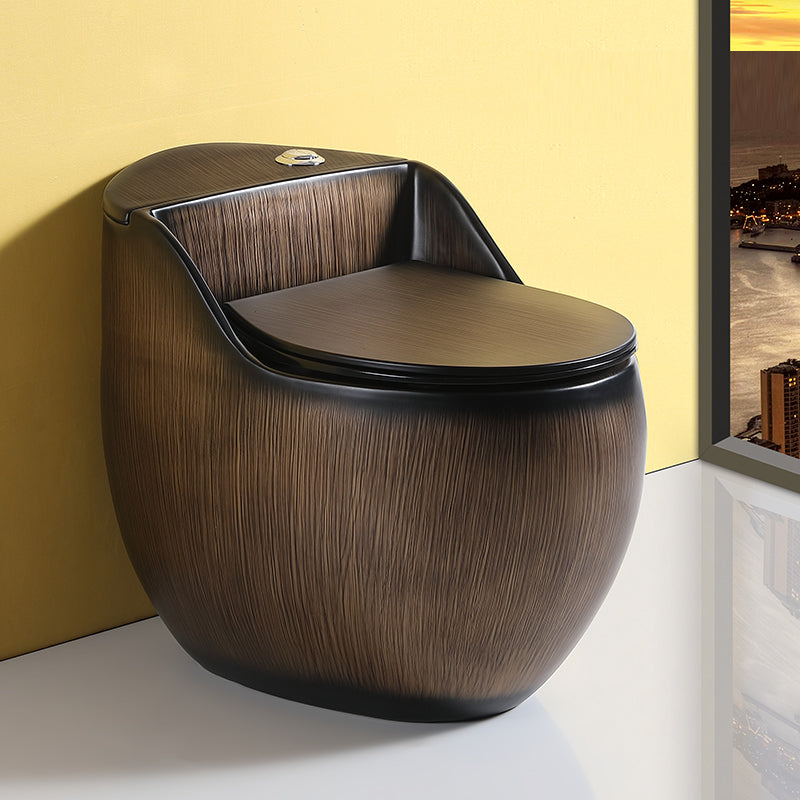 Contemporary Skirted Siphon Jet Toilet Bowl One Piece Urine Toilet with Seat Brown Black 16" Clearhalo 'Bathroom Remodel & Bathroom Fixtures' 'Home Improvement' 'home_improvement' 'home_improvement_toilets' 'Toilets & Bidets' 'Toilets' 6842741