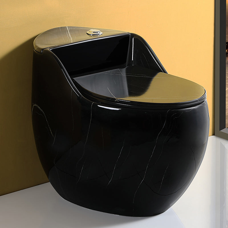 Contemporary Skirted Siphon Jet Toilet Bowl One Piece Urine Toilet with Seat Black 12" Clearhalo 'Bathroom Remodel & Bathroom Fixtures' 'Home Improvement' 'home_improvement' 'home_improvement_toilets' 'Toilets & Bidets' 'Toilets' 6842742
