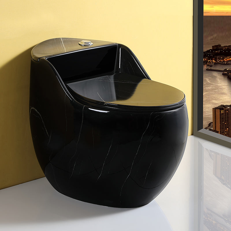 Contemporary Skirted Siphon Jet Toilet Bowl One Piece Urine Toilet with Seat Black 16" Clearhalo 'Bathroom Remodel & Bathroom Fixtures' 'Home Improvement' 'home_improvement' 'home_improvement_toilets' 'Toilets & Bidets' 'Toilets' 6842743