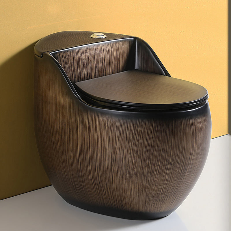 Contemporary Skirted Siphon Jet Toilet Bowl One Piece Urine Toilet with Seat Brown Black 12" Clearhalo 'Bathroom Remodel & Bathroom Fixtures' 'Home Improvement' 'home_improvement' 'home_improvement_toilets' 'Toilets & Bidets' 'Toilets' 6842744