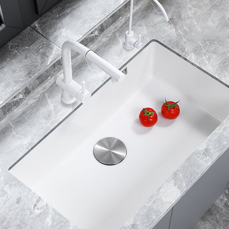 Contemporary Single Bowl Sink Overflow Hole Faucet Kitchen Sink in White Clearhalo 'Home Improvement' 'home_improvement' 'home_improvement_kitchen_sinks' 'Kitchen Remodel & Kitchen Fixtures' 'Kitchen Sinks & Faucet Components' 'Kitchen Sinks' 'kitchen_sinks' 6842933