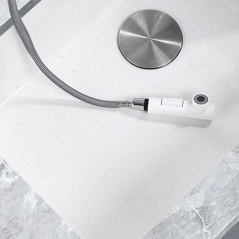 Contemporary Single Bowl Sink Overflow Hole Faucet Kitchen Sink in White Clearhalo 'Home Improvement' 'home_improvement' 'home_improvement_kitchen_sinks' 'Kitchen Remodel & Kitchen Fixtures' 'Kitchen Sinks & Faucet Components' 'Kitchen Sinks' 'kitchen_sinks' 6842945