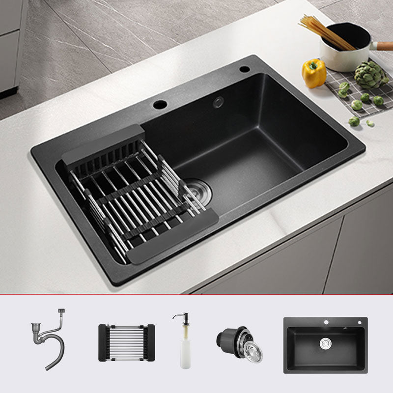 Black Quartz Sink Overflow Hole Detail Overflow Hole Kitchen Sink with Faucet Sink Only None Clearhalo 'Home Improvement' 'home_improvement' 'home_improvement_kitchen_sinks' 'Kitchen Remodel & Kitchen Fixtures' 'Kitchen Sinks & Faucet Components' 'Kitchen Sinks' 'kitchen_sinks' 6842971