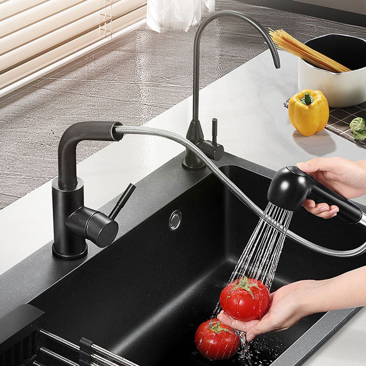 Black Quartz Sink Overflow Hole Detail Overflow Hole Kitchen Sink with Faucet Clearhalo 'Home Improvement' 'home_improvement' 'home_improvement_kitchen_sinks' 'Kitchen Remodel & Kitchen Fixtures' 'Kitchen Sinks & Faucet Components' 'Kitchen Sinks' 'kitchen_sinks' 6842983
