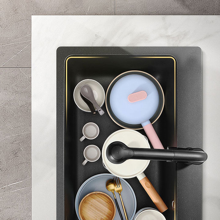 Black Quartz Sink Overflow Hole Detail Overflow Hole Kitchen Sink with Faucet Clearhalo 'Home Improvement' 'home_improvement' 'home_improvement_kitchen_sinks' 'Kitchen Remodel & Kitchen Fixtures' 'Kitchen Sinks & Faucet Components' 'Kitchen Sinks' 'kitchen_sinks' 6842984