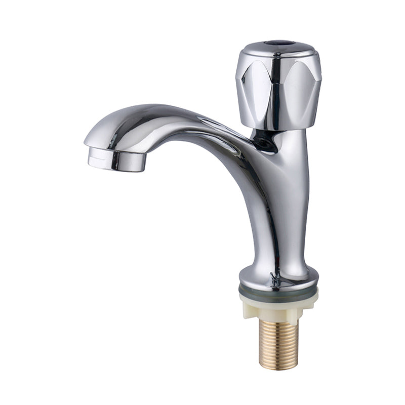 Contemporary Centerset Faucet Knob Handle Low Arc Solid Brass Faucet 31.5 Inches Clearhalo 'Bathroom Remodel & Bathroom Fixtures' 'Bathroom Sink Faucets' 'Bathroom Sinks & Faucet Components' 'bathroom_sink_faucets' 'Home Improvement' 'home_improvement' 'home_improvement_bathroom_sink_faucets' 6848754
