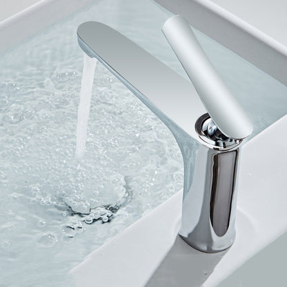 Luxury 1 Handle Sink Bathroom Faucet Circular Brass Basin Faucet with Water Hose Silver Clearhalo 'Bathroom Remodel & Bathroom Fixtures' 'Bathroom Sink Faucets' 'Bathroom Sinks & Faucet Components' 'bathroom_sink_faucets' 'Home Improvement' 'home_improvement' 'home_improvement_bathroom_sink_faucets' 6848800