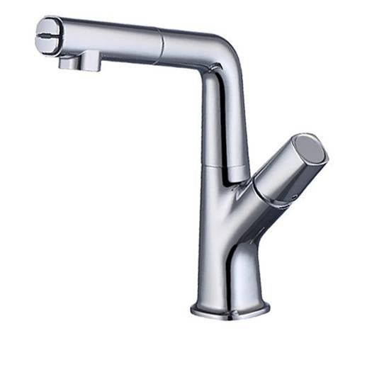 Vessel Sink Faucet Contemporary Single Handle Faucet with Swivel Spout Silver Knobs Clearhalo 'Bathroom Remodel & Bathroom Fixtures' 'Bathroom Sink Faucets' 'Bathroom Sinks & Faucet Components' 'bathroom_sink_faucets' 'Home Improvement' 'home_improvement' 'home_improvement_bathroom_sink_faucets' 6848815