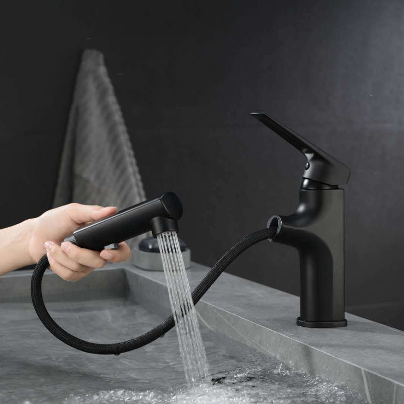 Single Handle Faucet Contemporary Vessel Sink Faucet with Lever Handle Black Clearhalo 'Bathroom Remodel & Bathroom Fixtures' 'Bathroom Sink Faucets' 'Bathroom Sinks & Faucet Components' 'bathroom_sink_faucets' 'Home Improvement' 'home_improvement' 'home_improvement_bathroom_sink_faucets' 6848838