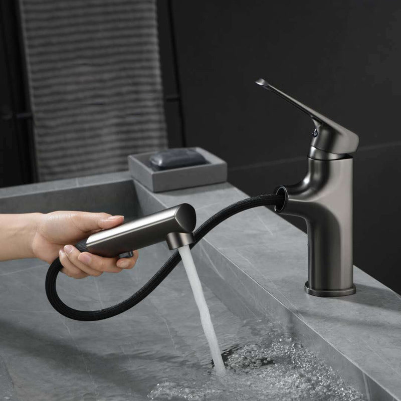Single Handle Faucet Contemporary Vessel Sink Faucet with Lever Handle Grey Clearhalo 'Bathroom Remodel & Bathroom Fixtures' 'Bathroom Sink Faucets' 'Bathroom Sinks & Faucet Components' 'bathroom_sink_faucets' 'Home Improvement' 'home_improvement' 'home_improvement_bathroom_sink_faucets' 6848844
