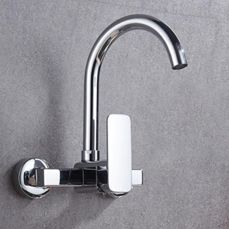 Industrial Kitchen Faucet Lever Handle Wall Mounted High Arc Faucet Gooseneck High Arc Clearhalo 'Home Improvement' 'home_improvement' 'home_improvement_kitchen_faucets' 'Kitchen Faucets' 'Kitchen Remodel & Kitchen Fixtures' 'Kitchen Sinks & Faucet Components' 'kitchen_faucets' 6848879