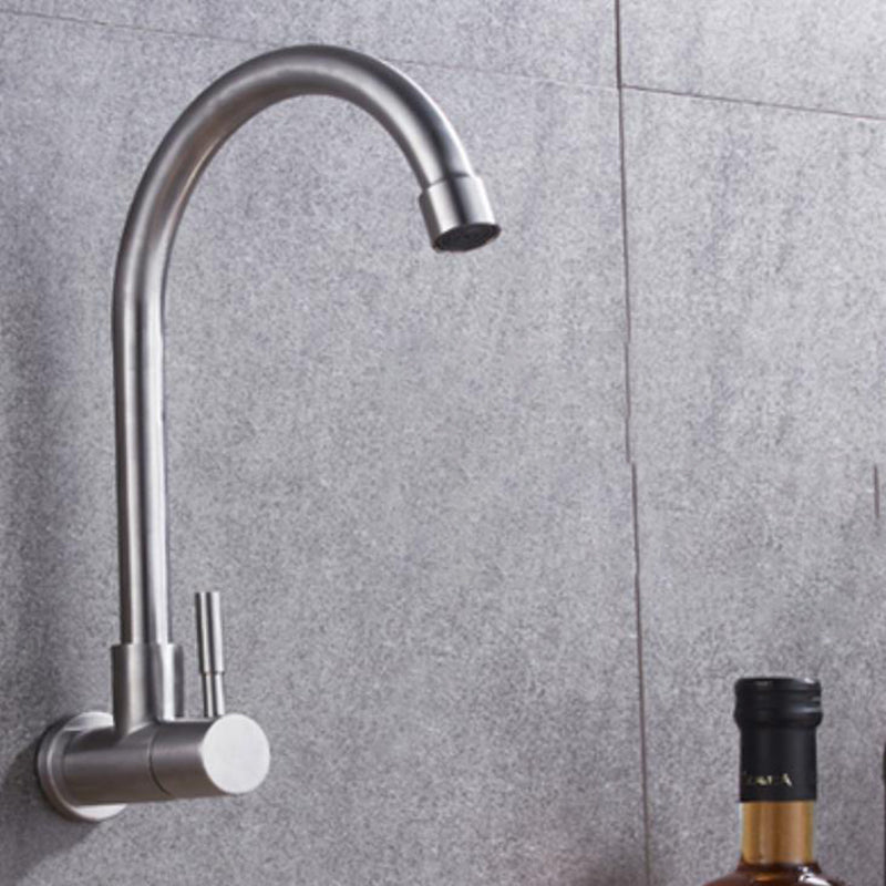 Industrial Kitchen Faucet Lever Handle Wall Mounted High Arc Faucet Small Curved Faucet Clearhalo 'Home Improvement' 'home_improvement' 'home_improvement_kitchen_faucets' 'Kitchen Faucets' 'Kitchen Remodel & Kitchen Fixtures' 'Kitchen Sinks & Faucet Components' 'kitchen_faucets' 6848883