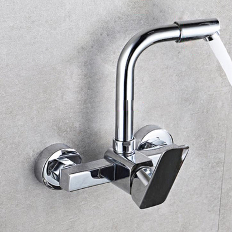 Industrial Kitchen Faucet Lever Handle Wall Mounted High Arc Faucet Swivel Spout Clearhalo 'Home Improvement' 'home_improvement' 'home_improvement_kitchen_faucets' 'Kitchen Faucets' 'Kitchen Remodel & Kitchen Fixtures' 'Kitchen Sinks & Faucet Components' 'kitchen_faucets' 6848885