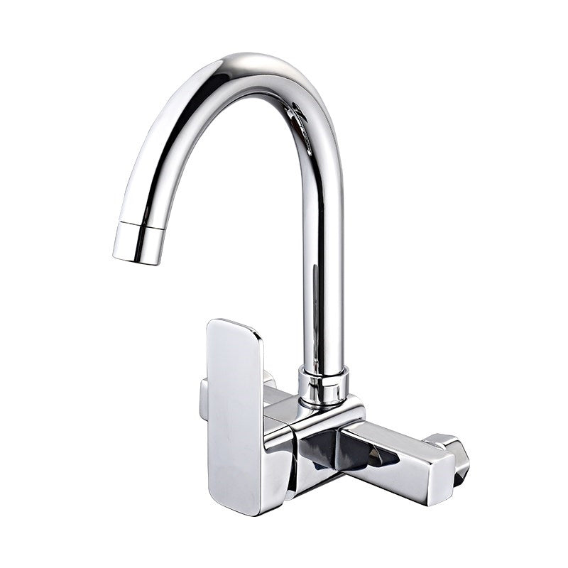 Industrial Kitchen Faucet Lever Handle Wall Mounted High Arc Faucet Clearhalo 'Home Improvement' 'home_improvement' 'home_improvement_kitchen_faucets' 'Kitchen Faucets' 'Kitchen Remodel & Kitchen Fixtures' 'Kitchen Sinks & Faucet Components' 'kitchen_faucets' 6848886