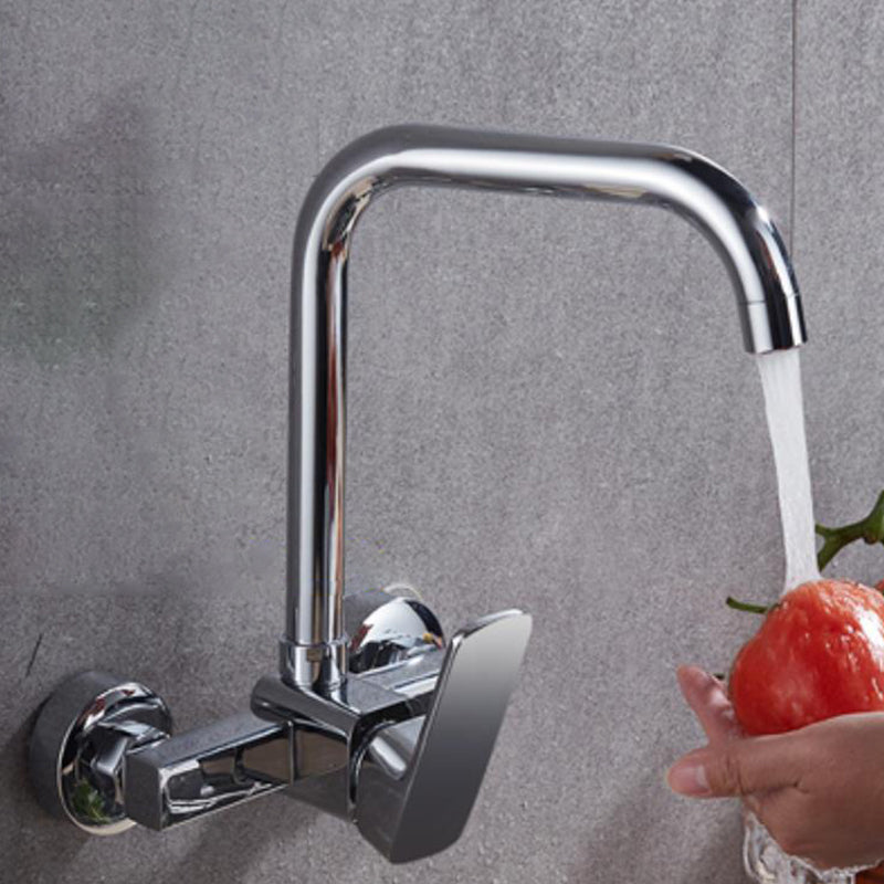Industrial Kitchen Faucet Lever Handle Wall Mounted High Arc Faucet Straight Faucet Clearhalo 'Home Improvement' 'home_improvement' 'home_improvement_kitchen_faucets' 'Kitchen Faucets' 'Kitchen Remodel & Kitchen Fixtures' 'Kitchen Sinks & Faucet Components' 'kitchen_faucets' 6848887