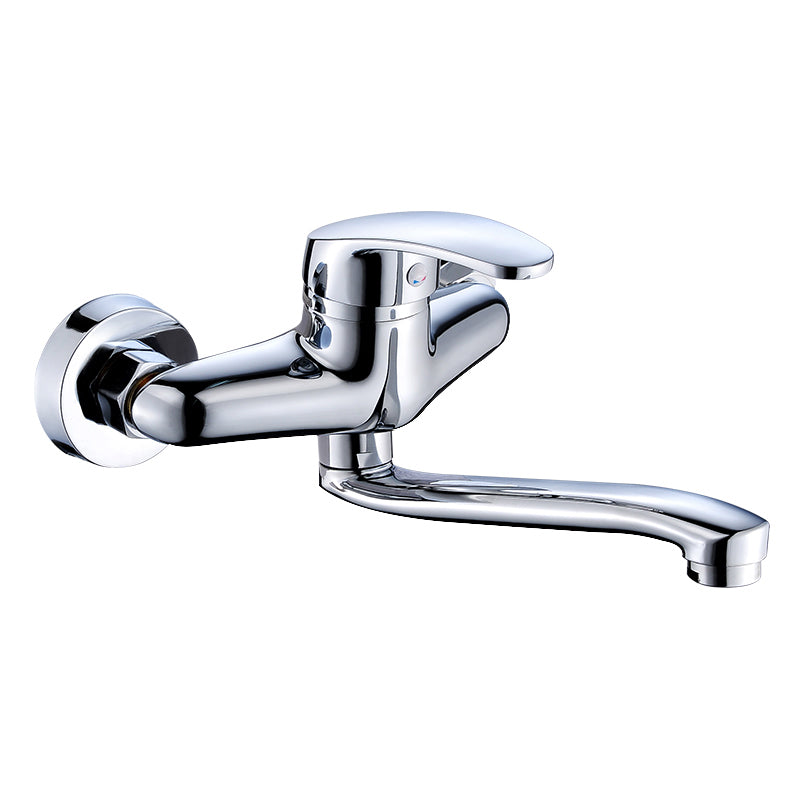 Industrial Kitchen Faucet Lever Handle Wall Mounted High Arc Faucet Clearhalo 'Home Improvement' 'home_improvement' 'home_improvement_kitchen_faucets' 'Kitchen Faucets' 'Kitchen Remodel & Kitchen Fixtures' 'Kitchen Sinks & Faucet Components' 'kitchen_faucets' 6848888