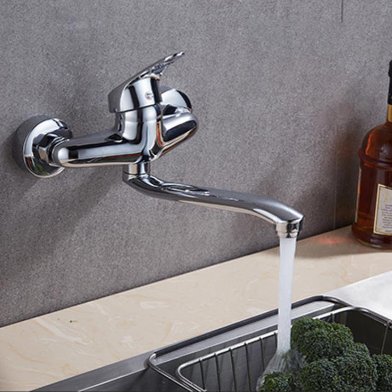 Industrial Kitchen Faucet Lever Handle Wall Mounted High Arc Faucet Low Profile Clearhalo 'Home Improvement' 'home_improvement' 'home_improvement_kitchen_faucets' 'Kitchen Faucets' 'Kitchen Remodel & Kitchen Fixtures' 'Kitchen Sinks & Faucet Components' 'kitchen_faucets' 6848889