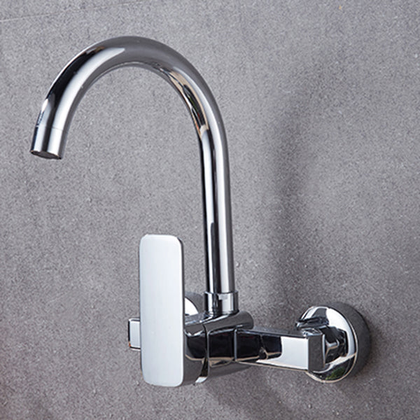 Industrial Kitchen Faucet Lever Handle Wall Mounted High Arc Faucet Clearhalo 'Home Improvement' 'home_improvement' 'home_improvement_kitchen_faucets' 'Kitchen Faucets' 'Kitchen Remodel & Kitchen Fixtures' 'Kitchen Sinks & Faucet Components' 'kitchen_faucets' 6848892