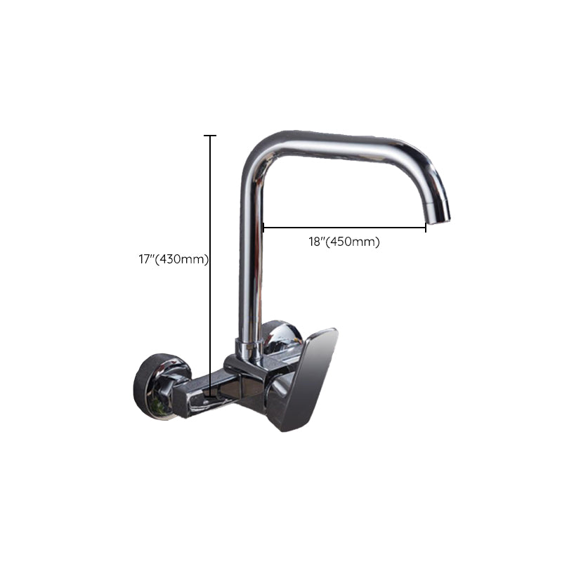 Industrial Kitchen Faucet Lever Handle Wall Mounted High Arc Faucet Clearhalo 'Home Improvement' 'home_improvement' 'home_improvement_kitchen_faucets' 'Kitchen Faucets' 'Kitchen Remodel & Kitchen Fixtures' 'Kitchen Sinks & Faucet Components' 'kitchen_faucets' 6848896