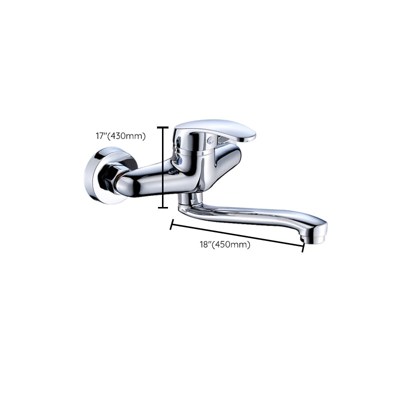 Industrial Kitchen Faucet Lever Handle Wall Mounted High Arc Faucet Clearhalo 'Home Improvement' 'home_improvement' 'home_improvement_kitchen_faucets' 'Kitchen Faucets' 'Kitchen Remodel & Kitchen Fixtures' 'Kitchen Sinks & Faucet Components' 'kitchen_faucets' 6848900