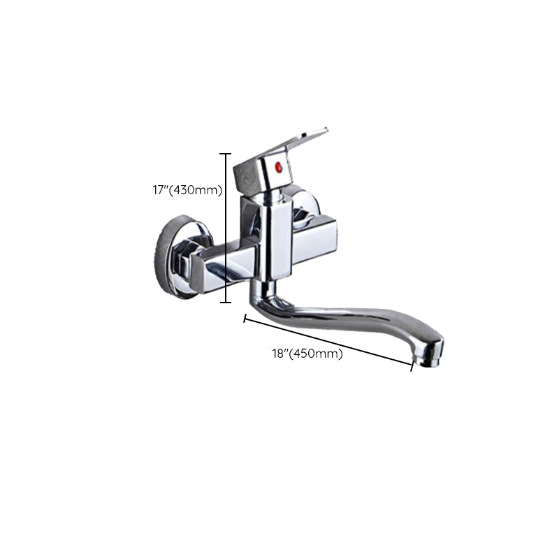 Industrial Kitchen Faucet Lever Handle Wall Mounted High Arc Faucet Clearhalo 'Home Improvement' 'home_improvement' 'home_improvement_kitchen_faucets' 'Kitchen Faucets' 'Kitchen Remodel & Kitchen Fixtures' 'Kitchen Sinks & Faucet Components' 'kitchen_faucets' 6848901