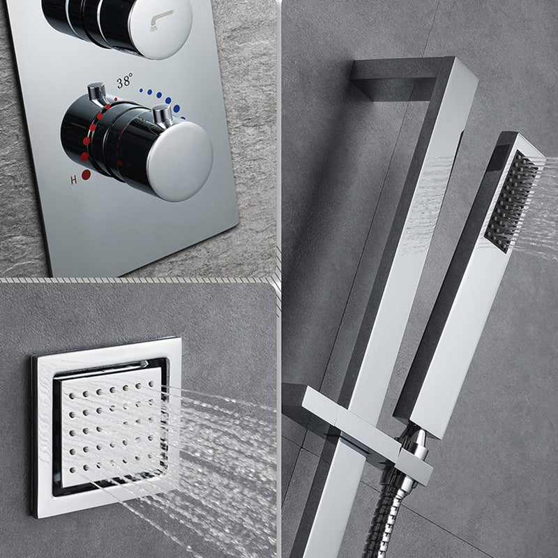 Modern Shower Head Combo Brass Temperature Control with Body Jets Shower System Clearhalo 'Bathroom Remodel & Bathroom Fixtures' 'Home Improvement' 'home_improvement' 'home_improvement_shower_faucets' 'Shower Faucets & Systems' 'shower_faucets' 'Showers & Bathtubs Plumbing' 'Showers & Bathtubs' 6848927