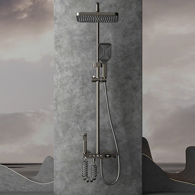 Modern Shower Trim Brass Handheld Shower Head Thermostatic Shower Head Combo Clearhalo 'Bathroom Remodel & Bathroom Fixtures' 'Home Improvement' 'home_improvement' 'home_improvement_shower_faucets' 'Shower Faucets & Systems' 'shower_faucets' 'Showers & Bathtubs Plumbing' 'Showers & Bathtubs' 6848937
