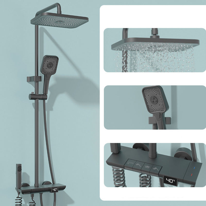 Modern Shower Trim Brass Square Handheld Shower Head Wall Mounted Shower Combo Gun Grey Digital Display Included Clearhalo 'Bathroom Remodel & Bathroom Fixtures' 'Home Improvement' 'home_improvement' 'home_improvement_shower_faucets' 'Shower Faucets & Systems' 'shower_faucets' 'Showers & Bathtubs Plumbing' 'Showers & Bathtubs' 6848949