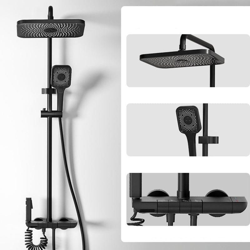 Modern Shower Trim Brass Square Handheld Shower Head Wall Mounted Shower Combo Black Digital Display Not Included Clearhalo 'Bathroom Remodel & Bathroom Fixtures' 'Home Improvement' 'home_improvement' 'home_improvement_shower_faucets' 'Shower Faucets & Systems' 'shower_faucets' 'Showers & Bathtubs Plumbing' 'Showers & Bathtubs' 6848952