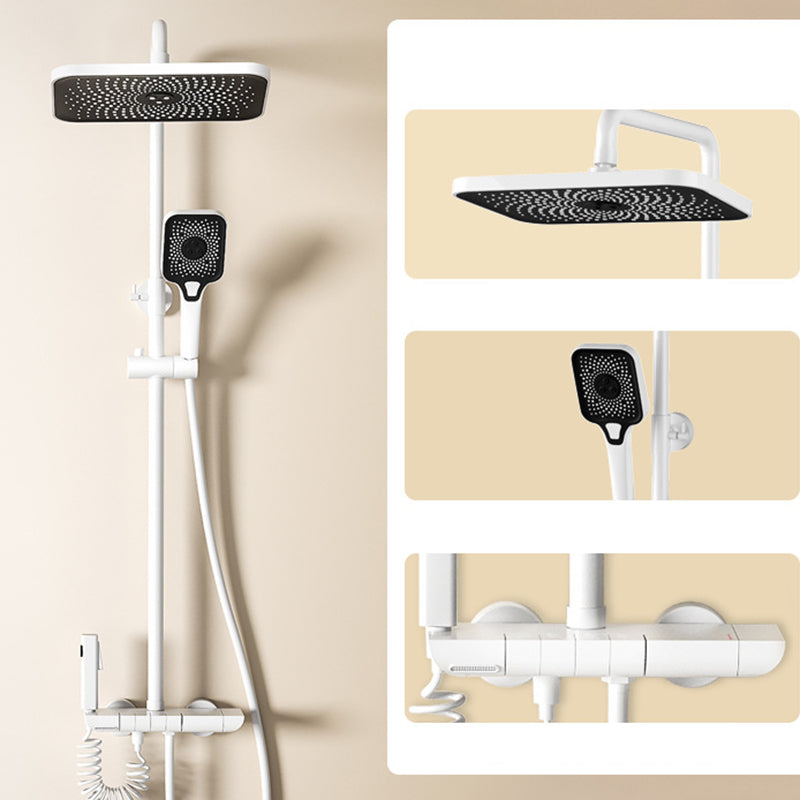 Modern Shower Trim Brass Square Handheld Shower Head Wall Mounted Shower Combo White Digital Display Not Included Clearhalo 'Bathroom Remodel & Bathroom Fixtures' 'Home Improvement' 'home_improvement' 'home_improvement_shower_faucets' 'Shower Faucets & Systems' 'shower_faucets' 'Showers & Bathtubs Plumbing' 'Showers & Bathtubs' 6848954