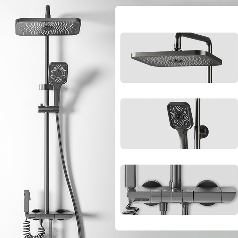 Modern Shower Trim Brass Square Handheld Shower Head Wall Mounted Shower Combo Gun Grey Digital Display Not Included Clearhalo 'Bathroom Remodel & Bathroom Fixtures' 'Home Improvement' 'home_improvement' 'home_improvement_shower_faucets' 'Shower Faucets & Systems' 'shower_faucets' 'Showers & Bathtubs Plumbing' 'Showers & Bathtubs' 6848956