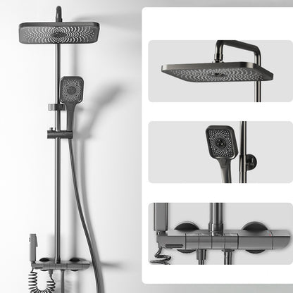 Modern Shower Trim Brass Square Handheld Shower Head Wall Mounted Shower Combo Gun Grey Digital Display Not Included Clearhalo 'Bathroom Remodel & Bathroom Fixtures' 'Home Improvement' 'home_improvement' 'home_improvement_shower_faucets' 'Shower Faucets & Systems' 'shower_faucets' 'Showers & Bathtubs Plumbing' 'Showers & Bathtubs' 6848956