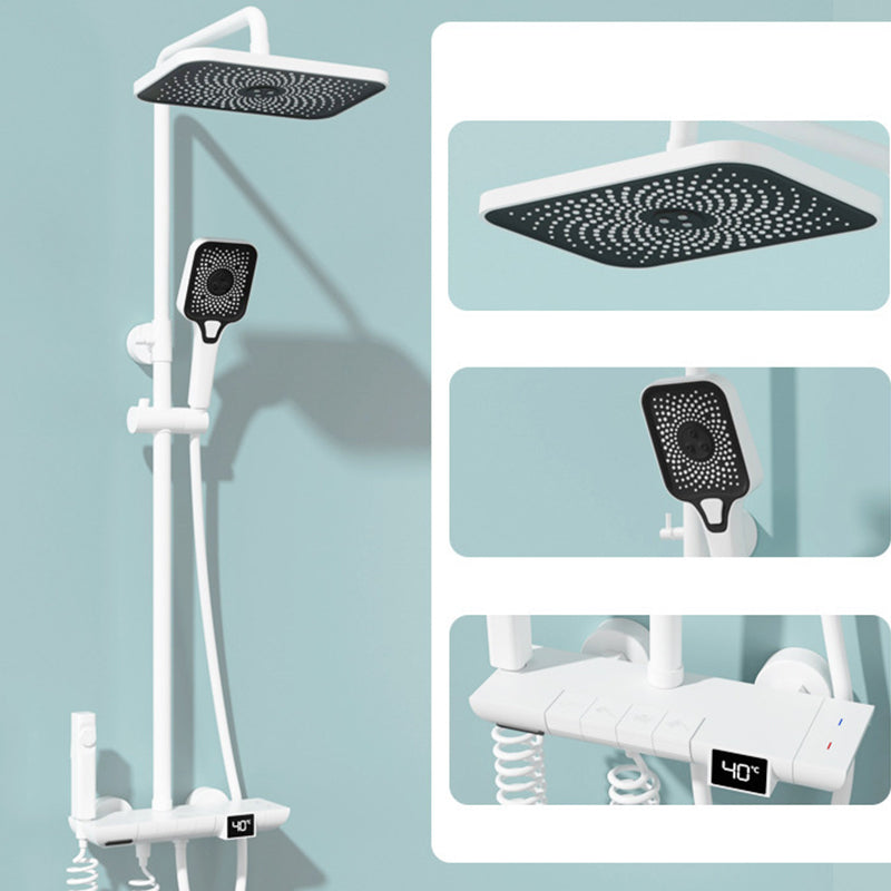 Modern Shower Trim Brass Square Handheld Shower Head Wall Mounted Shower Combo White Digital Display Included Clearhalo 'Bathroom Remodel & Bathroom Fixtures' 'Home Improvement' 'home_improvement' 'home_improvement_shower_faucets' 'Shower Faucets & Systems' 'shower_faucets' 'Showers & Bathtubs Plumbing' 'Showers & Bathtubs' 6848958