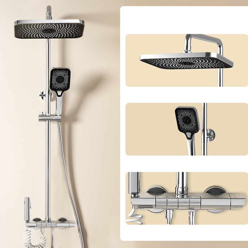 Modern Shower Trim Brass Square Handheld Shower Head Wall Mounted Shower Combo Silver Digital Display Not Included Clearhalo 'Bathroom Remodel & Bathroom Fixtures' 'Home Improvement' 'home_improvement' 'home_improvement_shower_faucets' 'Shower Faucets & Systems' 'shower_faucets' 'Showers & Bathtubs Plumbing' 'Showers & Bathtubs' 6848960