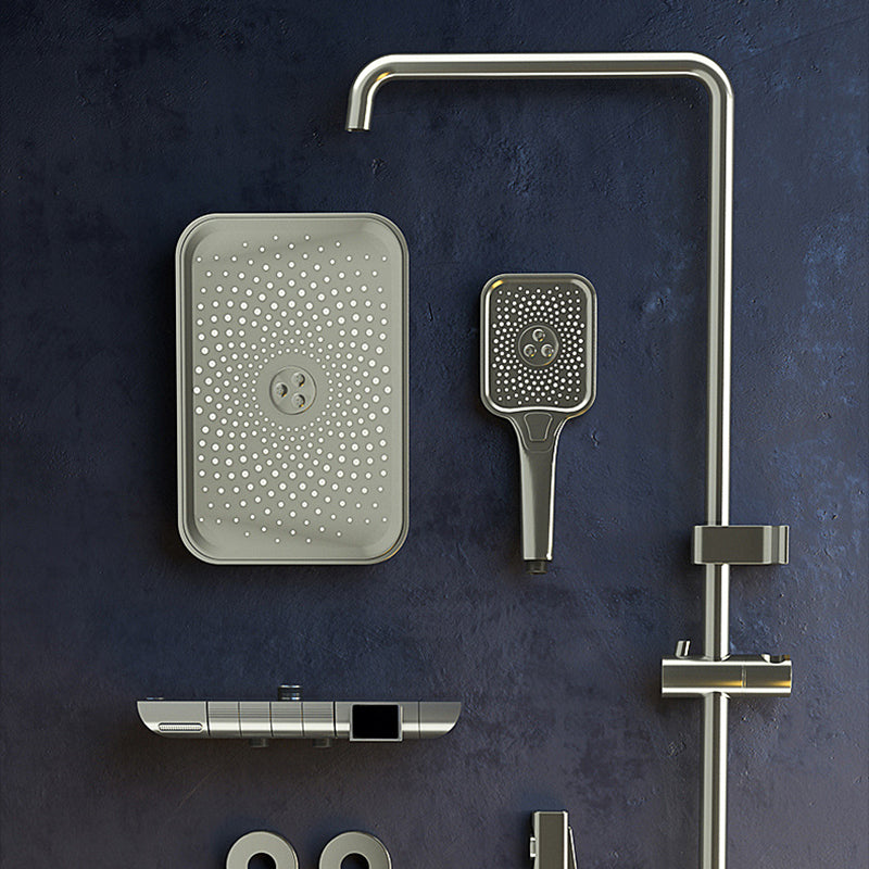 Modern Shower Trim Brass Square Handheld Shower Head Wall Mounted Shower Combo Clearhalo 'Bathroom Remodel & Bathroom Fixtures' 'Home Improvement' 'home_improvement' 'home_improvement_shower_faucets' 'Shower Faucets & Systems' 'shower_faucets' 'Showers & Bathtubs Plumbing' 'Showers & Bathtubs' 6848961
