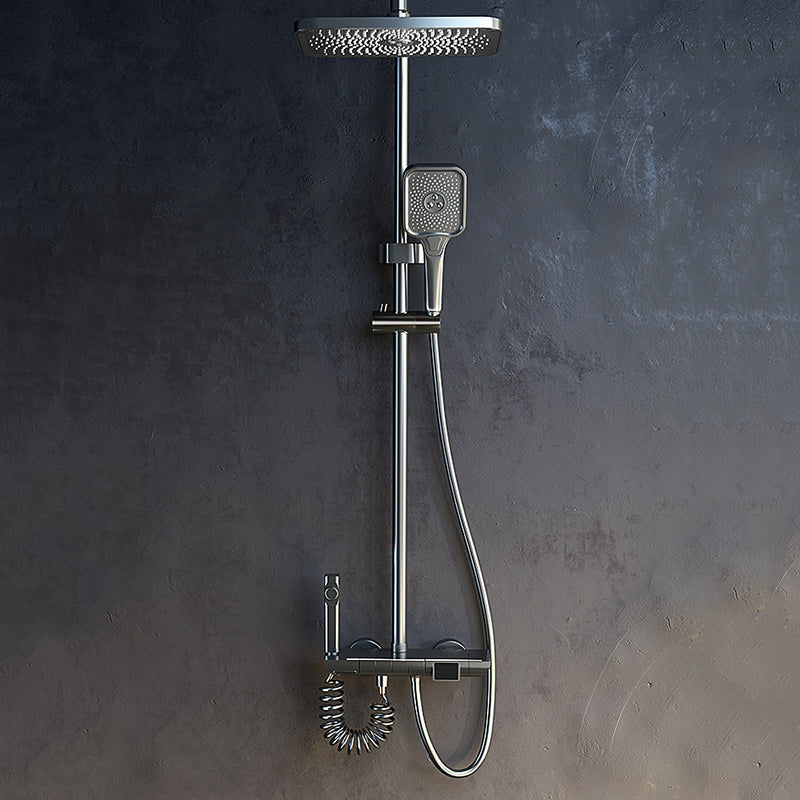 Modern Shower Trim Brass Square Handheld Shower Head Wall Mounted Shower Combo Clearhalo 'Bathroom Remodel & Bathroom Fixtures' 'Home Improvement' 'home_improvement' 'home_improvement_shower_faucets' 'Shower Faucets & Systems' 'shower_faucets' 'Showers & Bathtubs Plumbing' 'Showers & Bathtubs' 6848963