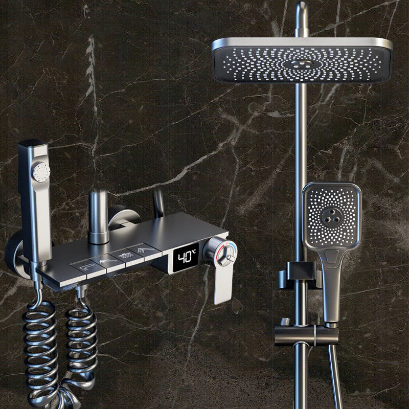 Modern Shower Trim Brass Adjustable Spray Pattern Wall Mounted Shower Set Clearhalo 'Bathroom Remodel & Bathroom Fixtures' 'Home Improvement' 'home_improvement' 'home_improvement_shower_faucets' 'Shower Faucets & Systems' 'shower_faucets' 'Showers & Bathtubs Plumbing' 'Showers & Bathtubs' 6848966