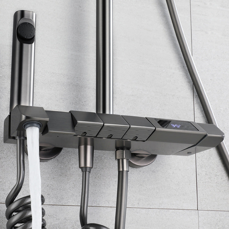 Modern Shower Head Combo Brass Thermostatic Handheld Shower Head Shower Combo Clearhalo 'Bathroom Remodel & Bathroom Fixtures' 'Home Improvement' 'home_improvement' 'home_improvement_shower_faucets' 'Shower Faucets & Systems' 'shower_faucets' 'Showers & Bathtubs Plumbing' 'Showers & Bathtubs' 6849010