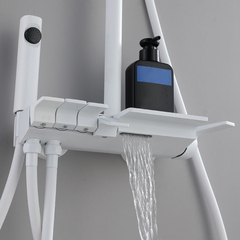 Modern Shower Head Combo Brass Handheld Shower Head Wall Mounted Shower Set Clearhalo 'Bathroom Remodel & Bathroom Fixtures' 'Home Improvement' 'home_improvement' 'home_improvement_shower_faucets' 'Shower Faucets & Systems' 'shower_faucets' 'Showers & Bathtubs Plumbing' 'Showers & Bathtubs' 6849024