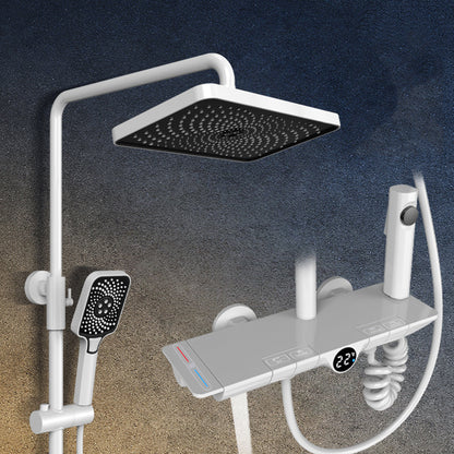 Modern Shower Head Combo Brass Adjustable Spray Pattern Shower System White Temperature Control Clearhalo 'Bathroom Remodel & Bathroom Fixtures' 'Home Improvement' 'home_improvement' 'home_improvement_shower_faucets' 'Shower Faucets & Systems' 'shower_faucets' 'Showers & Bathtubs Plumbing' 'Showers & Bathtubs' 6849040