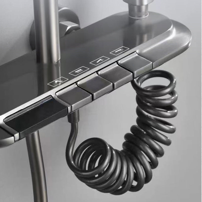 Modern Shower Set Brass Adjustable Spray Pattern Wall Mounted Shower Combo Clearhalo 'Bathroom Remodel & Bathroom Fixtures' 'Home Improvement' 'home_improvement' 'home_improvement_shower_faucets' 'Shower Faucets & Systems' 'shower_faucets' 'Showers & Bathtubs Plumbing' 'Showers & Bathtubs' 6849050