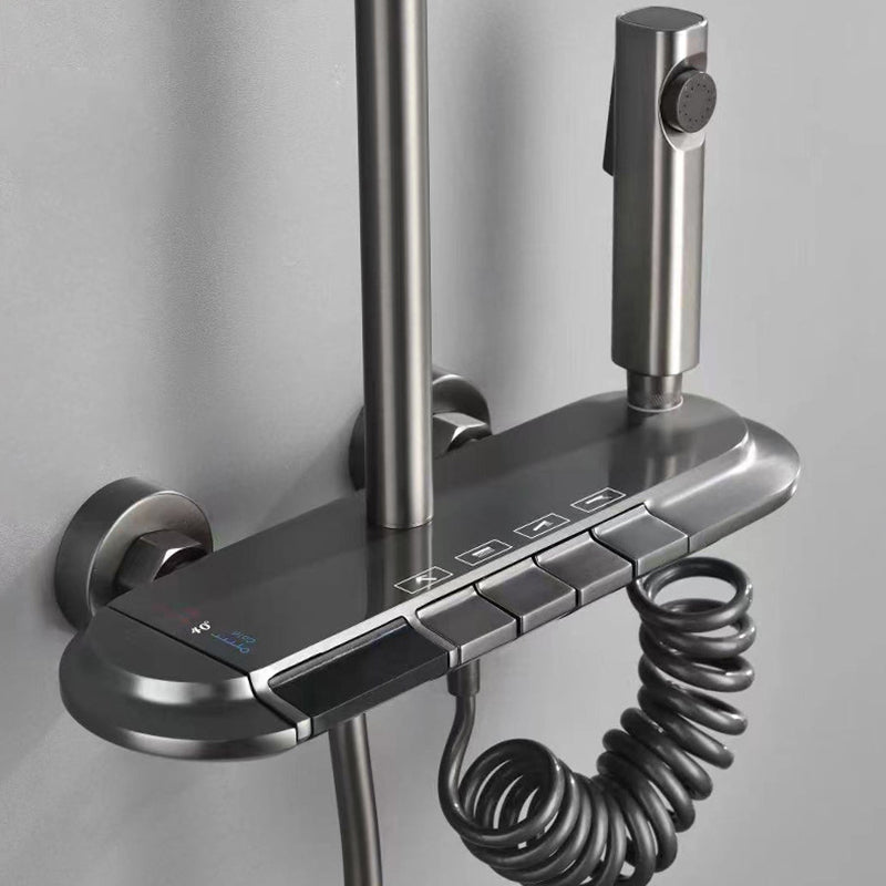 Modern Shower Set Brass Adjustable Spray Pattern Wall Mounted Shower Combo Clearhalo 'Bathroom Remodel & Bathroom Fixtures' 'Home Improvement' 'home_improvement' 'home_improvement_shower_faucets' 'Shower Faucets & Systems' 'shower_faucets' 'Showers & Bathtubs Plumbing' 'Showers & Bathtubs' 6849051