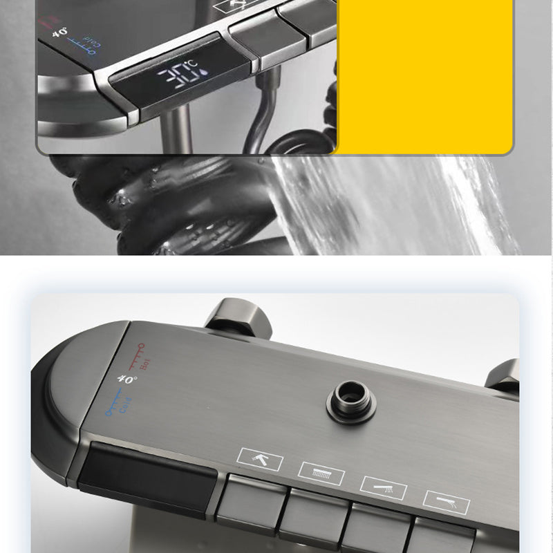 Modern Shower Set Brass Adjustable Spray Pattern Wall Mounted Shower Combo Clearhalo 'Bathroom Remodel & Bathroom Fixtures' 'Home Improvement' 'home_improvement' 'home_improvement_shower_faucets' 'Shower Faucets & Systems' 'shower_faucets' 'Showers & Bathtubs Plumbing' 'Showers & Bathtubs' 6849056