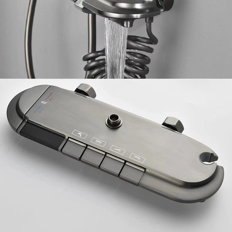 Modern Shower Set Brass Adjustable Spray Pattern Wall Mounted Shower Combo Clearhalo 'Bathroom Remodel & Bathroom Fixtures' 'Home Improvement' 'home_improvement' 'home_improvement_shower_faucets' 'Shower Faucets & Systems' 'shower_faucets' 'Showers & Bathtubs Plumbing' 'Showers & Bathtubs' 6849058