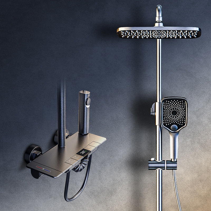 Modern Shower Trim Brass Thermostatic Adjustable Shower Head Shower Combo Clearhalo 'Bathroom Remodel & Bathroom Fixtures' 'Home Improvement' 'home_improvement' 'home_improvement_shower_faucets' 'Shower Faucets & Systems' 'shower_faucets' 'Showers & Bathtubs Plumbing' 'Showers & Bathtubs' 6849060