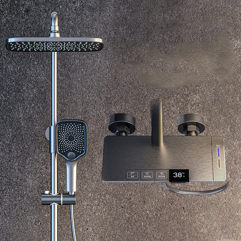 Modern Shower Trim Brass Thermostatic Adjustable Shower Head Shower Combo Gun Grey 3 Temperature Control Clearhalo 'Bathroom Remodel & Bathroom Fixtures' 'Home Improvement' 'home_improvement' 'home_improvement_shower_faucets' 'Shower Faucets & Systems' 'shower_faucets' 'Showers & Bathtubs Plumbing' 'Showers & Bathtubs' 6849068