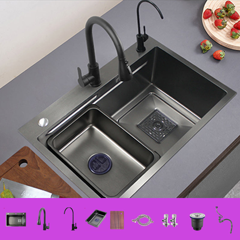 Modern Single Bowl Sink Solid Color Kitchen Sink with Drain Strainer Kit Sink with Faucet Double Tap for Water Purification Clearhalo 'Home Improvement' 'home_improvement' 'home_improvement_kitchen_sinks' 'Kitchen Remodel & Kitchen Fixtures' 'Kitchen Sinks & Faucet Components' 'Kitchen Sinks' 'kitchen_sinks' 6849087
