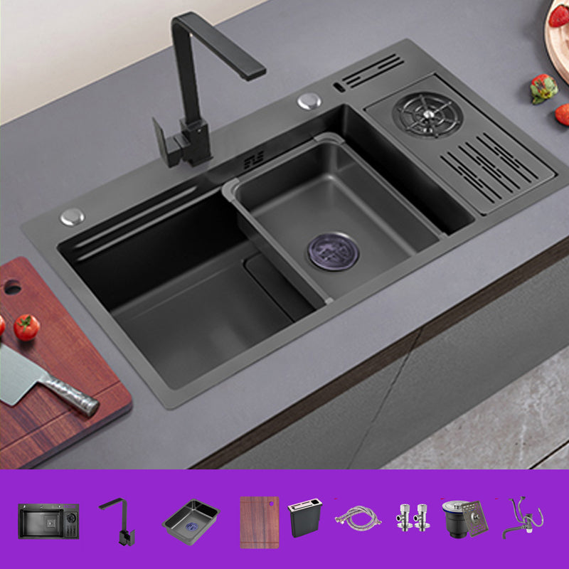 Modern Single Bowl Sink Solid Color Kitchen Sink with Drain Strainer Kit Sink with Faucet Seven Character Faucet Clearhalo 'Home Improvement' 'home_improvement' 'home_improvement_kitchen_sinks' 'Kitchen Remodel & Kitchen Fixtures' 'Kitchen Sinks & Faucet Components' 'Kitchen Sinks' 'kitchen_sinks' 6849091
