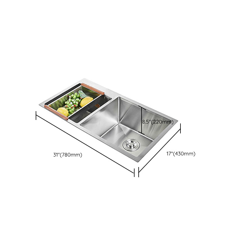 Contemporary Workstation Sink Stainless Steel Undermount Kitchen Sink Clearhalo 'Home Improvement' 'home_improvement' 'home_improvement_kitchen_sinks' 'Kitchen Remodel & Kitchen Fixtures' 'Kitchen Sinks & Faucet Components' 'Kitchen Sinks' 'kitchen_sinks' 6849115